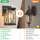 YANSUN 14in Outdoor Wall Lantern Black Crackled Glass Weather-Resistant Exterior Sconce Modern Porch Patio Entryway Light E26 Base