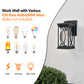 YANSUN 14in Outdoor Wall Lantern Black Crackled Glass Weather-Resistant Exterior Sconce Modern Porch Patio Entryway Light E26 Base