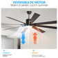 YANSUN72" Walnut LED Ceiling Fan Light with 8 Wooden Blades, Remote Control, Adjustable Color Temperature for Living Room, Bedroom, or Dining Room (Silent/6-Speed/Reversible/DC Motor)