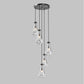 YANSUN 11.8 in. Black Modern 5-Light Cluster Pendant Light with Adjustable Braided Rope Cords and Raindrop Glass Shades