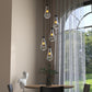 YANSUN 11.8 in. Black Modern 5-Light Cluster Pendant Light with Adjustable Braided Rope Cords and Raindrop Glass Shades