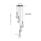 YANSUN 11.8 in. Black Modern 5-Light Cluster Pendant Light with Adjustable Braided Rope Cords and Raindrop Glass Shades