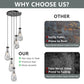 YANSUN 11.8 in. Black Modern 5-Light Cluster Pendant Light with Adjustable Braided Rope Cords and Raindrop Glass Shades