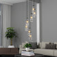 YANSUN 17.7 in. Black Modern 7-Light Cluster Pendant Light with Adjustable Braided Rope Cords and Raindrop Glass Shades (Copy)