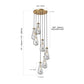 YANSUN 17.7 in. Brass Modern 7-Light Linear Pendant Chandelier with Adjustable Hanging Cords and Raindrop Glass Shades