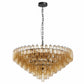 YANSUN 37in. Black 14-Light Tiered Smoke Glass Tube Chandelier Modern Large Ceiling Light for Dining Room Living Room Kitchen Island Bedroom