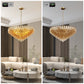 YANSUN 37in. Gold 14-Light Tiered Smoke Blown Glass Chandelier Modern Brass Light for Living Room Dining Room Bedroom Foyer Entryway