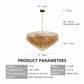 YANSUN 37in. Gold 14-Light Tiered Smoke Blown Glass Chandelier Modern Brass Light for Living Room Dining Room Bedroom Foyer Entryway