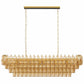 YANSUN 54in. Rectangle Gold Modern Chandelier 12-Light Smoke Glass Pendant for Dining Room Kitchen Island Living Room Bedroom