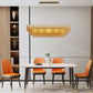 YANSUN 54in. Rectangle Gold Modern Chandelier 12-Light Smoke Glass Pendant for Dining Room Kitchen Island Living Room Bedroom
