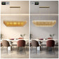 YANSUN 54in. Rectangle Gold Modern Chandelier 12-Light Smoke Glass Pendant for Dining Room Kitchen Island Living Room Bedroom