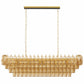 YANSUN 54in. Rectangle Gold Modern Chandelier 12-Light Smoke Glass Pendant for Dining Room Kitchen Island Living Room Bedroom