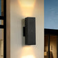 YANSUN 2-Pack 11.8 in. Black Dusk to Dawn Outdoor Wall Lanterns Modern LED Aluminum Exterior Sconce Lights for Porch Patio Garage Entryway