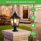 YANSUN 21in Outdoor Post Lantern Vintage Black Metal Clear Glass Pillar Light Garden Gate Driveway Pathway Lighting Fixture Elegant Design