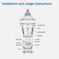 YANSUN 21in Outdoor Post Lantern Vintage Black Metal Clear Glass Pillar Light Garden Gate Driveway Pathway Lighting Fixture Elegant Design