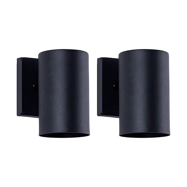 YANSUN 2-Pack 7in Outdoor Wall Sconce Black Cylinder Exterior Wall Light 1-Light Modern Waterproof Fixture for Porch Patio Entryway