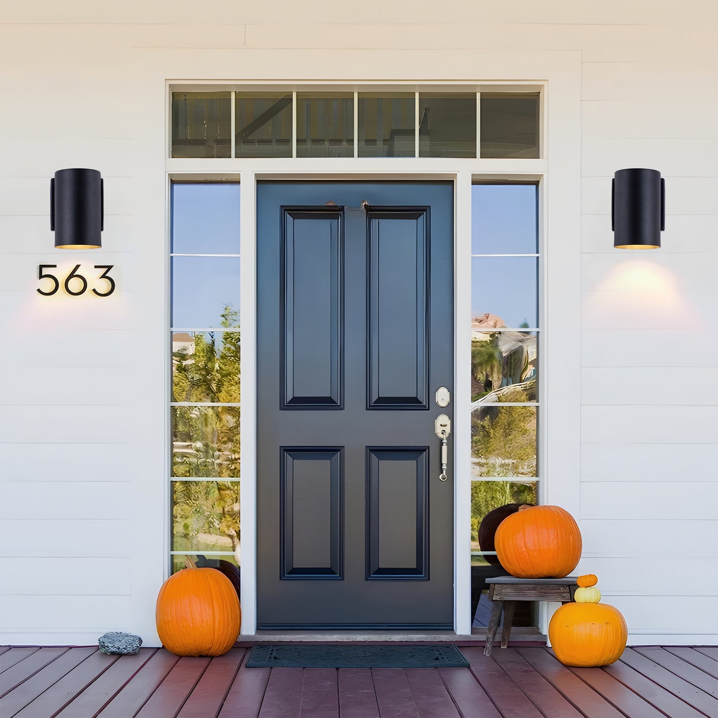 YANSUN 2-Pack 7in Outdoor Wall Sconce Black Cylinder Exterior Wall Light 1-Light Modern Waterproof Fixture for Porch Patio Entryway