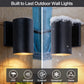 YANSUN 2-Pack 7in Outdoor Wall Sconce Black Cylinder Exterior Wall Light 1-Light Modern Waterproof Fixture for Porch Patio Entryway