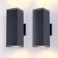 YANSUN 14in Modern Outdoor Porch Light Patio Light in 2 Lights with Aluminum Rectangular Tube and Tempered Glass Cover Waterproof Wall Sconce 2 Pack (Matte Black)(no bulb)