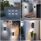YANSUN 14in Modern Outdoor Porch Light Patio Light in 2 Lights with Aluminum Rectangular Tube and Tempered Glass Cover Waterproof Wall Sconce 2 Pack (Matte Black)(no bulb)