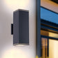 YANSUN 14in Modern Outdoor Porch Light Patio Light in 2 Lights with Aluminum Rectangular Tube and Tempered Glass Cover Waterproof Wall Sconce 2 Pack (Matte Black)(no bulb)