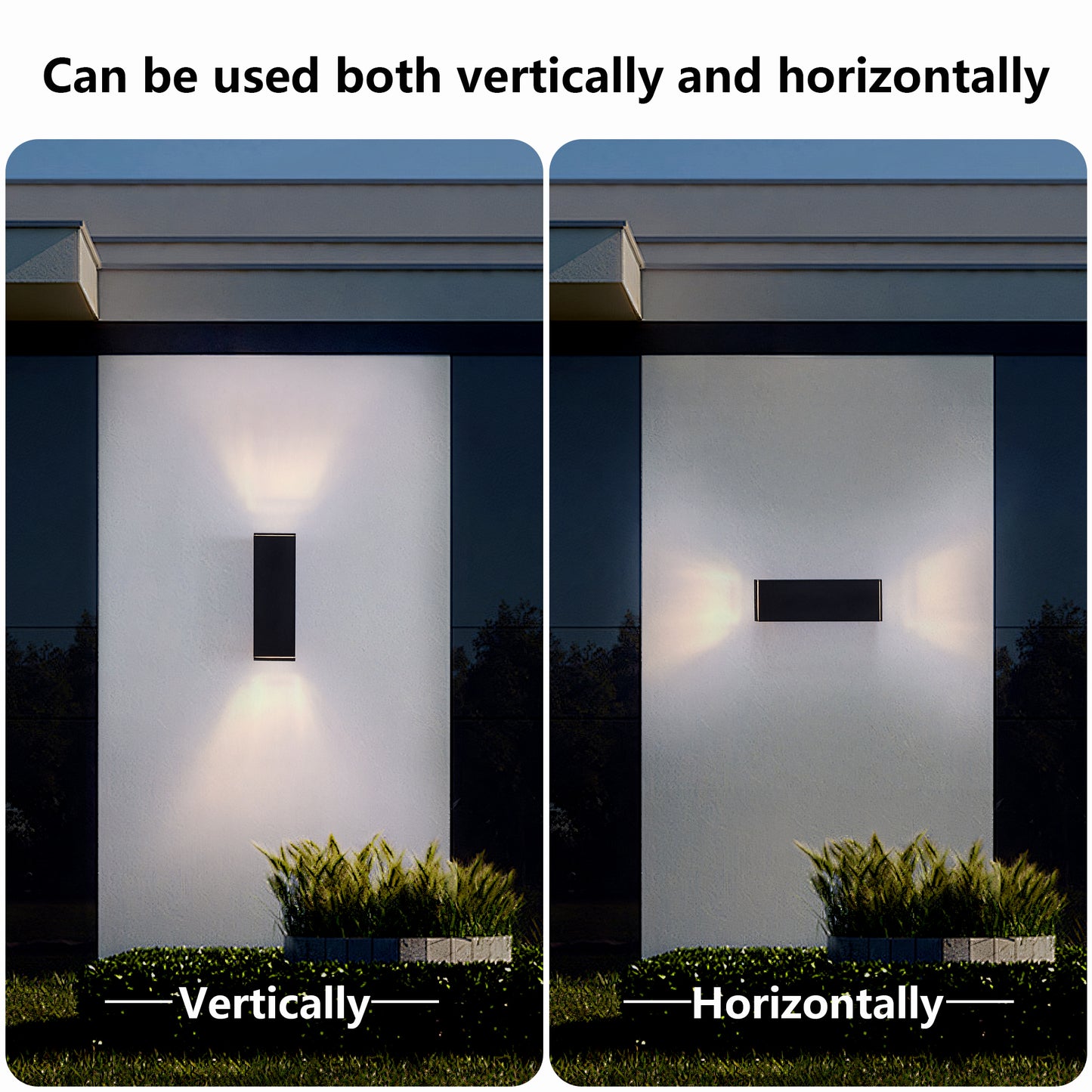 YANSUN18in Modern Outdoor Porch Light Patio Light in 2 Lights with Aluminum Rectangular Tube and Tempered Glass Cover Waterproof Wall Sconce 2 Pack (Matte Black)(no bulb)