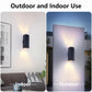 YANSUN18in Modern Outdoor Porch Light Patio Light in 2 Lights with Aluminum Rectangular Tube and Tempered Glass Cover Waterproof Wall Sconce 2 Pack (Matte Black)(no bulb)