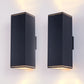 YANSUN18in Modern Outdoor Porch Light Patio Light in 2 Lights with Aluminum Rectangular Tube and Tempered Glass Cover Waterproof Wall Sconce 2 Pack (Matte Black)(no bulb)