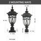YANSUN 24in Vintage Black Outdoor Post Lantern Waterproof Aluminum Garden Pathway Light with Bubble Glass Yard Patio Driveway Lighting Fixture
