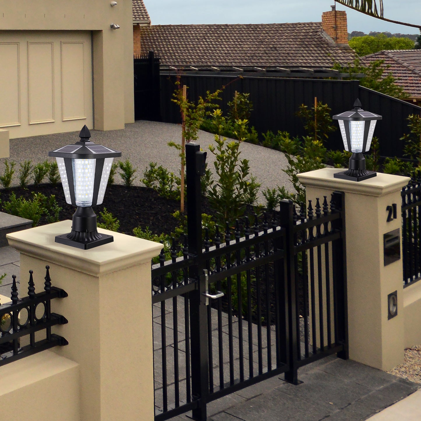 YANSUN 2-Pack 15in Modern Outdoor Lantern LED Garden Path Light for Yard Driveway Patio Weather-Resistant Exterior Lighting Fixture