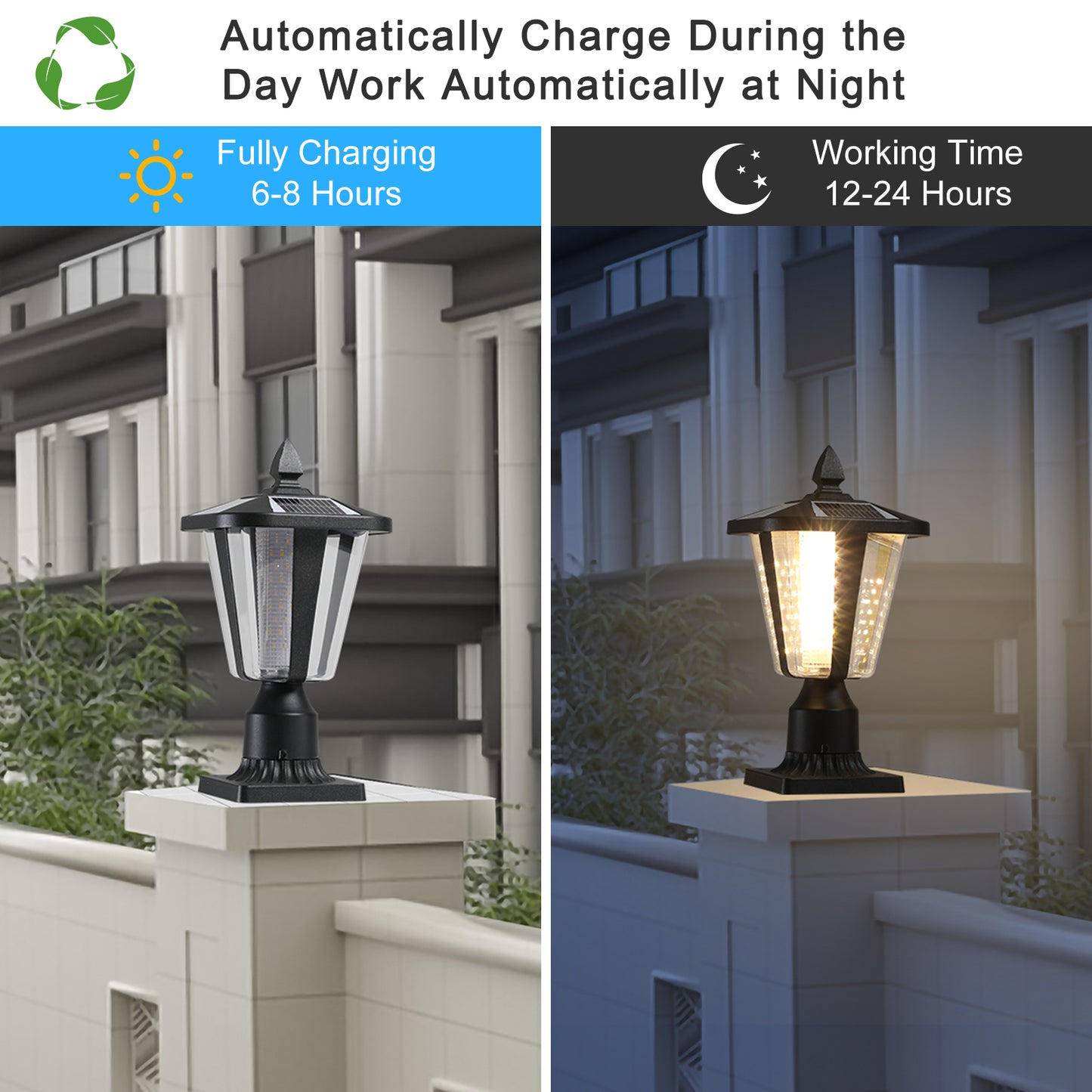 YANSUN 2-Pack 15in Modern Outdoor Lantern LED Garden Path Light for Yard Driveway Patio Weather-Resistant Exterior Lighting Fixture