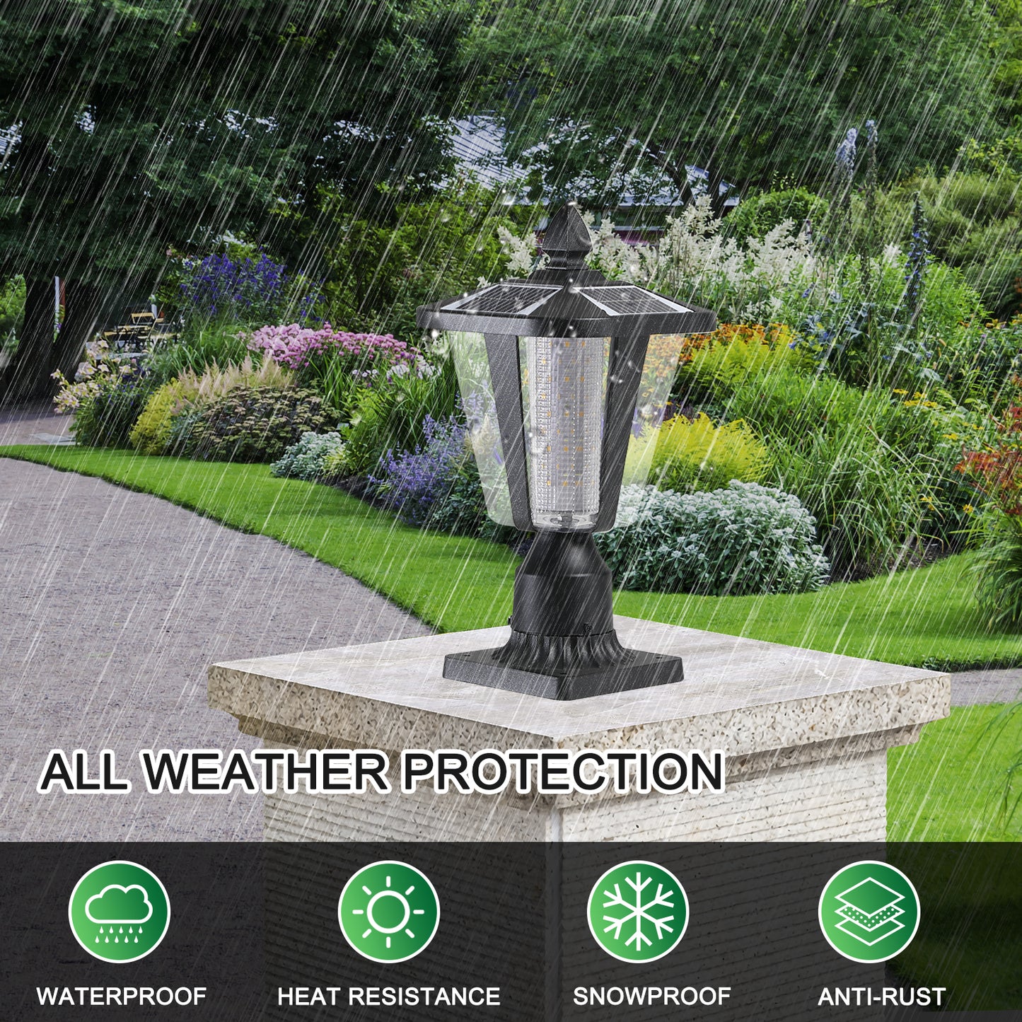 YANSUN 2-Pack 15in Modern Outdoor Lantern LED Garden Path Light for Yard Driveway Patio Weather-Resistant Exterior Lighting Fixture