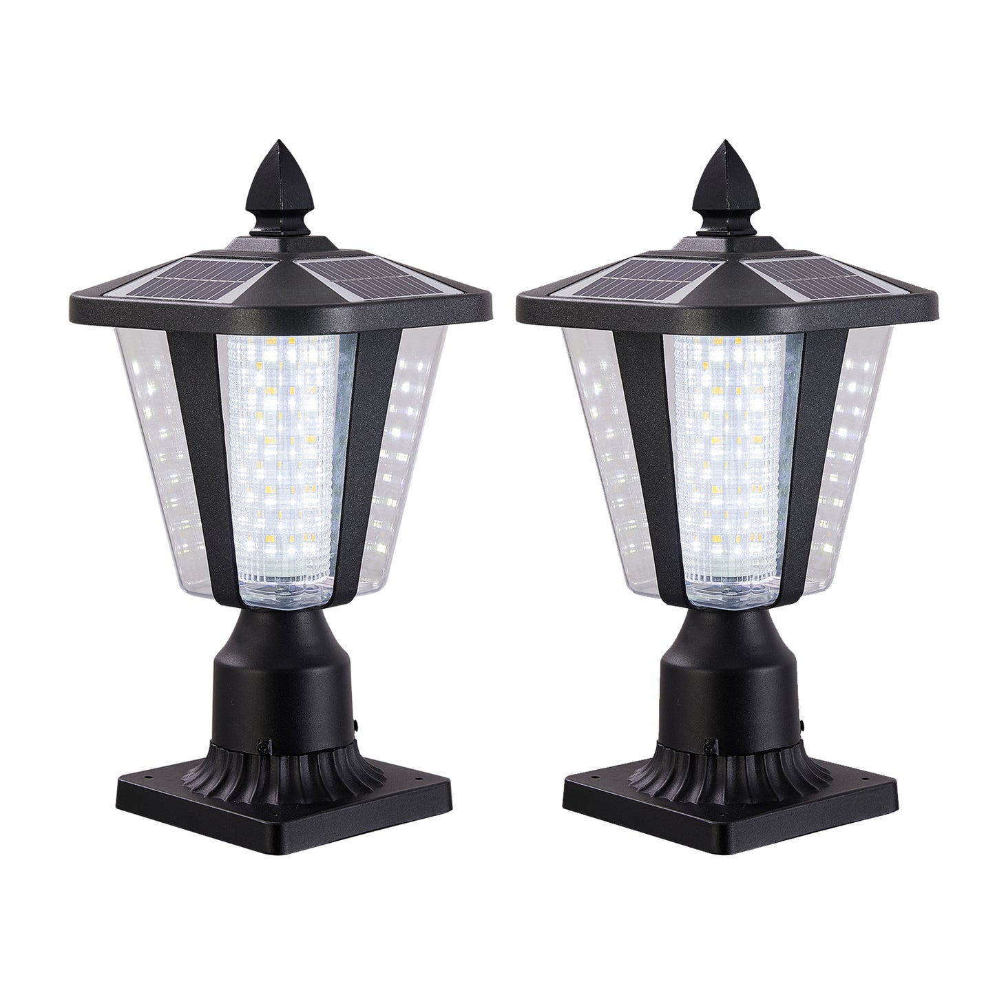 YANSUN 2-Pack 15in Modern Outdoor Lantern LED Garden Path Light for Yard Driveway Patio Weather-Resistant Exterior Lighting Fixture