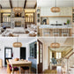 YANSUN 4-Light Farmhouse Boho Rattan Pendant Light Adjustable Height Ceiling Fixture for Dining Room Kitchen Island Living Room Bedroom Foyer