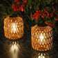 YANSUN 2-Pack Brown Outdoor Lanterns Waterproof Hanging Rattan LED Garden Lights Decorative Tabletop Lanterns for Patio Yard Porch Pathway
