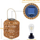 YANSUN 2-Pack Brown Outdoor Lanterns Waterproof Hanging Rattan LED Garden Lights Decorative Tabletop Lanterns for Patio Yard Porch Pathway