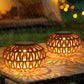 YANSUN 2-Pack Brown Solar Outdoor Lanterns Waterproof Rattan Tabletop Lights Decorative LED Garden Lanterns for Patio Yard Pathway Porch Steps