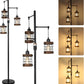 YANSUN 65in Dimmable Farmhouse Floor Lamp 3-Light Industrial Standing Lamp with Wood Accents Metal Cage Shades for Living Room Bedroom