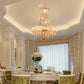 YANSUN 18in. Gold Crystal Chandelier 9-Light French Empire LED Bulbs 3000K Warm Light for Dining Room Bedroom Entryway