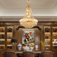 YANSUN Elegant 24" French Empire Crystal Chandelier, 12 E12 LED Bulbs, Gold Finish, Cascading Crystals, 3000K Warm White