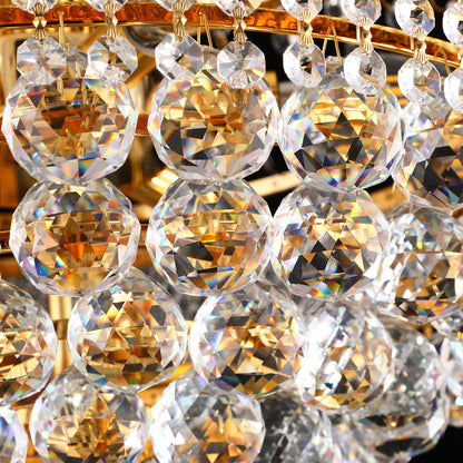 YANSUN Elegant 24" French Empire Crystal Chandelier, 12 E12 LED Bulbs, Gold Finish, Cascading Crystals, 3000K Warm White