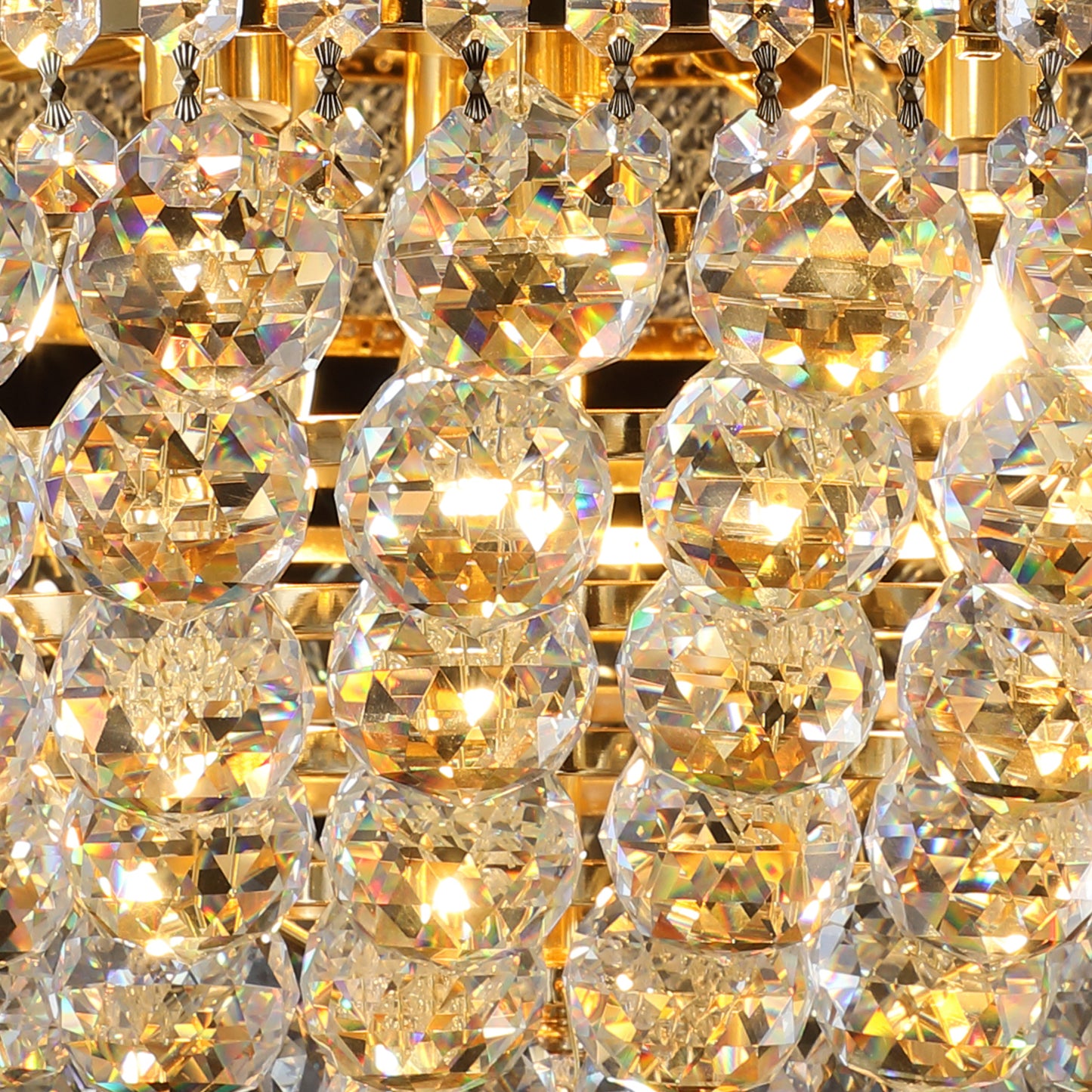 YANSUN Elegant French Empire Chandelier, 28" Gold Finish with 15 E12 LED Bulbs, 2700K-3000K Warm White Light, Crystal Cascading Design