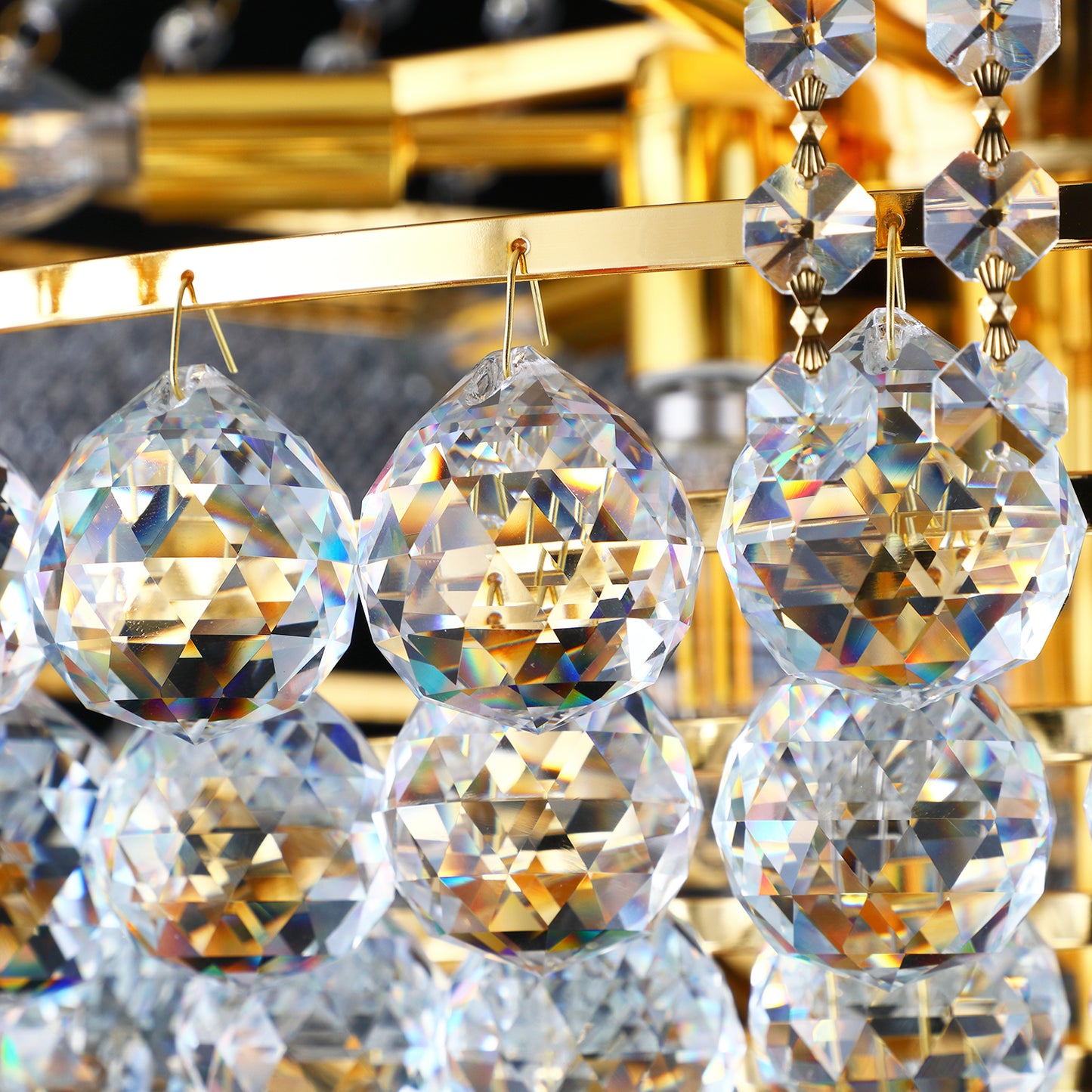 YANSUN Elegant French Empire Chandelier, 28" Gold Finish with 15 E12 LED Bulbs, 2700K-3000K Warm White Light, Crystal Cascading Design