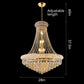 YANSUN Elegant French Empire Chandelier, 28" Gold Finish with 15 E12 LED Bulbs, 2700K-3000K Warm White Light, Crystal Cascading Design