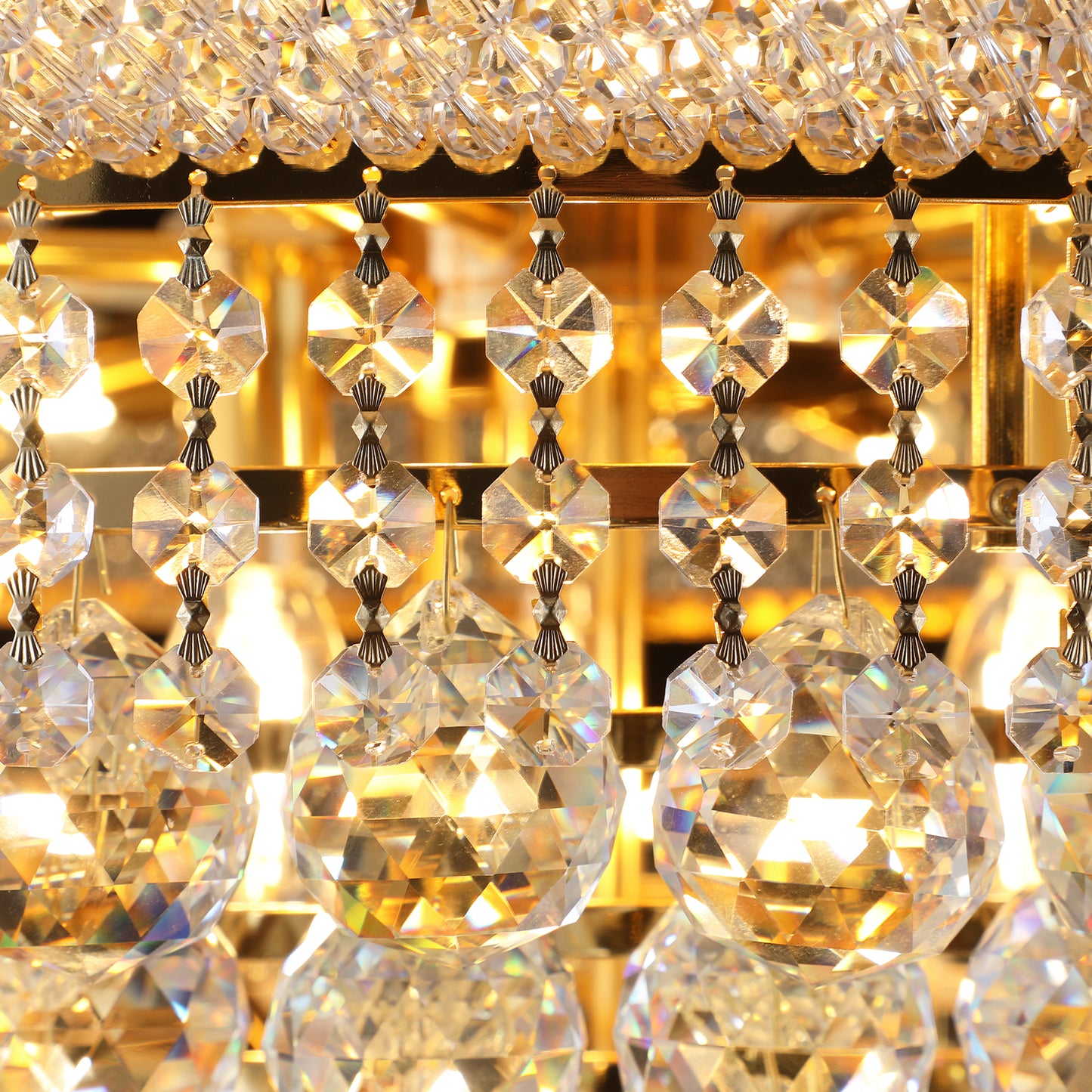 YANSUN Elegant French Empire Chandelier, 28" Gold Finish with 15 E12 LED Bulbs, 2700K-3000K Warm White Light, Crystal Cascading Design