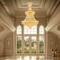 YANSUN 42 in. Gold 3-Tier Crystal Chandelier 61 in. Height Empire Ceiling Light 36-Light E12 LED 3000K Warm White K9 Crystal Luxury Pendant Fixture for Living Room Staircase Foyer Hotel