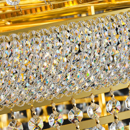 YANSUN 42 in. Gold 3-Tier Crystal Chandelier 61 in. Height Empire Ceiling Light 36-Light E12 LED 3000K Warm White K9 Crystal Luxury Pendant Fixture for Living Room Staircase Foyer Hotel