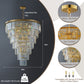 YANSUN Elegant 40" Tiered Crystal Chandelier with 30 E12 Bulbs, Gold Mirror Frame, 370 Crystal Rods, Ideal for Foyers & Staircases