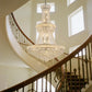 YANSUN 32" French Empire Crystal Chandelier, 27-Light Chrome Ceiling Light, 3000K LED Included, Adjustable Height, Luxury Fixture