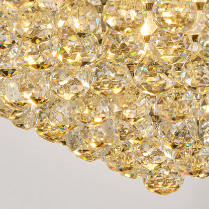 YANSUN 32" French Empire Crystal Chandelier, 27-Light Chrome Ceiling Light, 3000K LED Included, Adjustable Height, Luxury Fixture